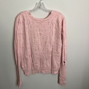 CALIA Loose Fit/Oversized Distressed Sweater Cross Back Detail Pink Size XS